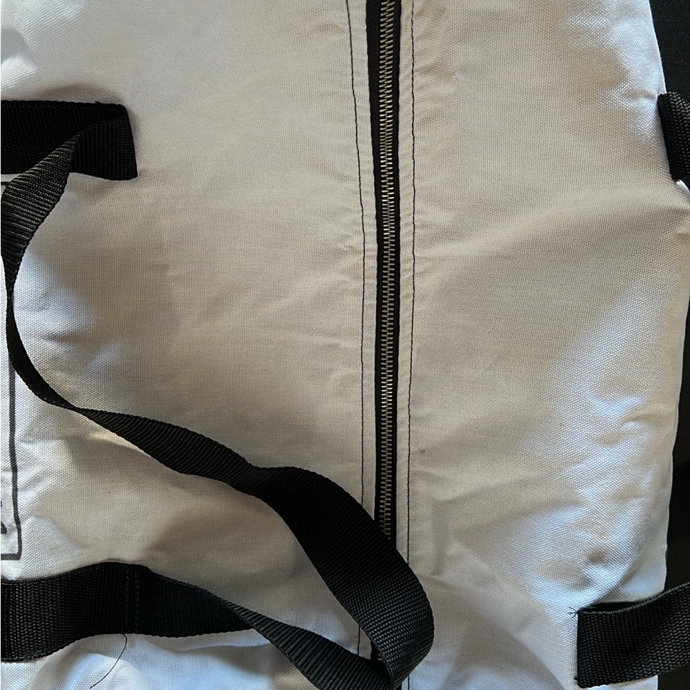 Society6 White Canvas Tote with Black Straps